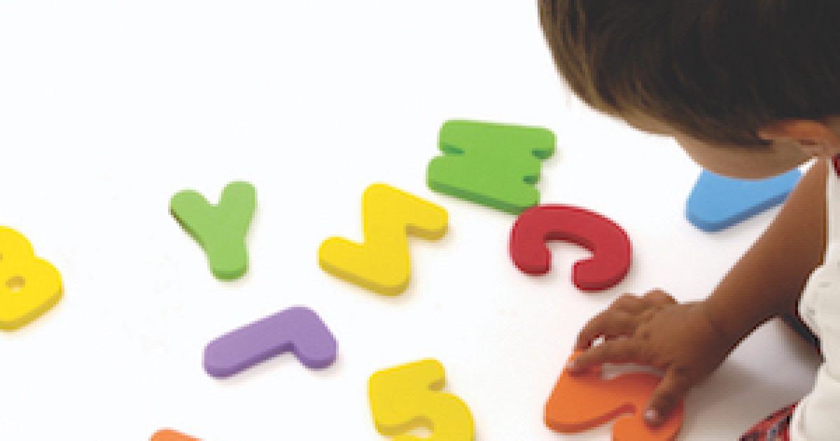 Child play with letters